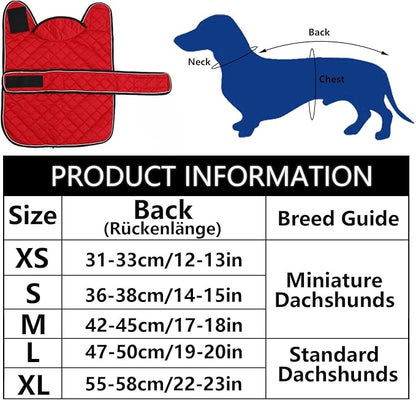 Geyecete Warm Thermal Quilted Dachshund Coat
