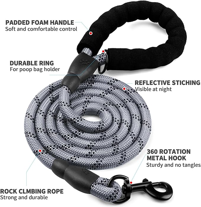 COOYOO Dog Leash 5/6 FT with Comfortable Padded