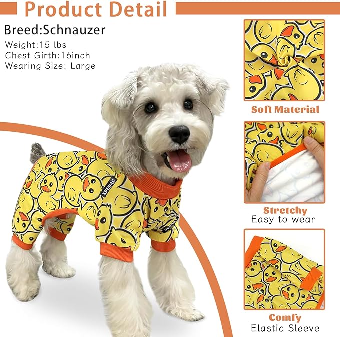 XPUDAC 4 Pack Dog Pajamas Soft Strechy Duck Apparel-3X-Large