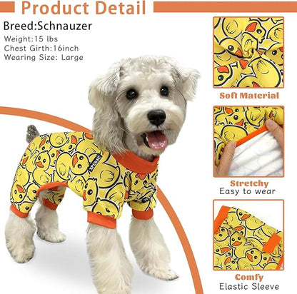 XPUDAC 4 Pack Dog Pajamas Soft Strechy Duck Apparel-3X-Large