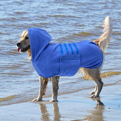 Geyecete Dog Drying Coats with Hood-Dog Towels Absorbent Robe Dry Fast Dog Bag-Dog Bathrobe Towel-Microfibre Fast Drying Super Absorbent-Blue-3XL