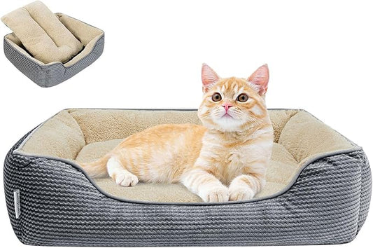 Miguel Washable Cat Beds for Indoor Cats with Removable Cushion/Pillow 20 Inch