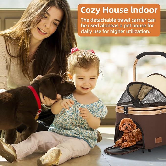 4 in 1 Folding Dog Stroller 4 Wheels