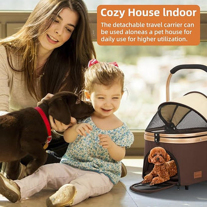 4 in 1 Folding Dog Stroller 4 Wheels