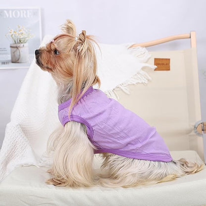 Dog Shirt Vest Clothes for Small Dogs Boy Girl Summer Solid Stretchy Puppy T-Shirts Soft Cool Breathable Lightweight Dog Sweatshirt Pet Cat Outfit