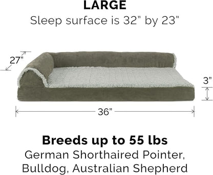 Furhaven Cooling Gel Dog Bed for Large/Medium Dogs w/ Removable Bolsters & Washable Cover 55 lbs