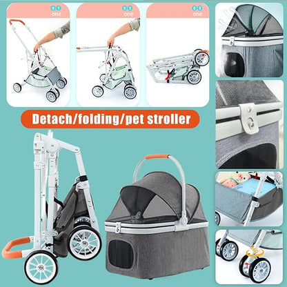 Pet Stroller 33 Lbs,Adjustable Handle,180˚ Convertible
