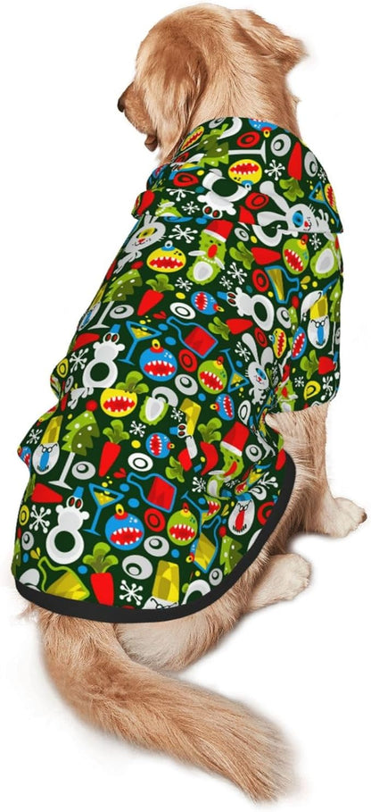 Christmas Green Monste Dog Hoodie Cute Cow Black