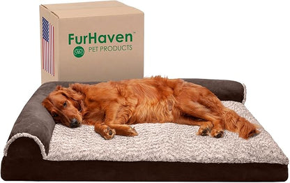 Furhaven Memory Foam Dog Bed for Large Dogs w/ Removable Bolsters & Washable Cover 95 lbs