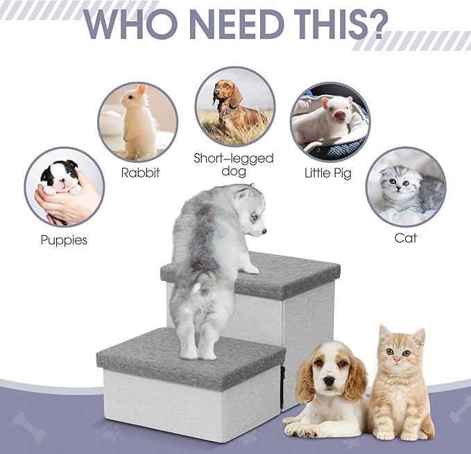 Dog Stairs with Storage 2 Tiers 50 lbs