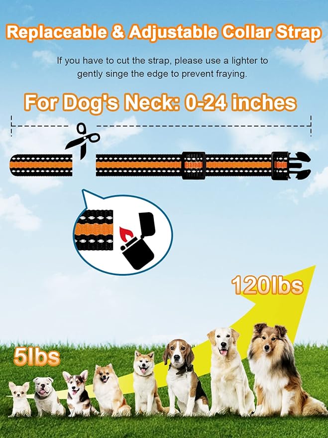 Bousnic Dog Shock Collar 2 Dogs (5-120Lbs) 3300 ft (1-8) Vibration (1-16) and (1-99) Modes