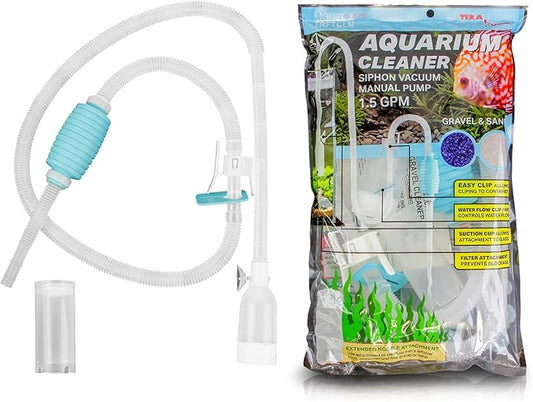 TERA PUMP TRFTCLN Aquarium Gravel Cleaner (BPA Free) Aquarium Sand Cleaner/Water Siphon with Long Nozzle & Water Flow Controller, (10-20 Gallon Tank)