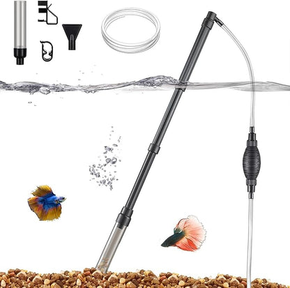 Carefree Fish Aquarium Long Handle Cleaning Tools and Garvel Cleaner Fish Tank Water Changer 256Gph