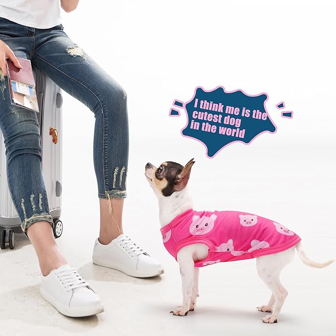 Adorable Pink Pig Dog Shirt: Lightweight Polyester Cartoon Puppy Vest, Small Medium & Large Dog T-Shirt, Summer Pet Clothes, Cute Dog Apparel, Breathable Dog Tank Top M