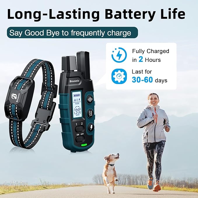 Bousnic Dog Shock Collar 3300Ft Training 5-120lbs Small (1-8), Shake(1-16), Shock(1-99) Modes