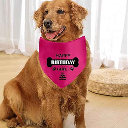 Dog Birthday Bandanas Dog Birthday Girl Dogs Pet Scarf Photo Prop Accessories for Dog Lover Dog Birthday Party Supplies for Small Medium Larger Dogs, Pink