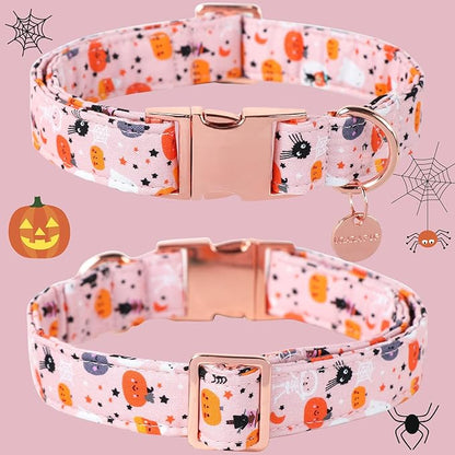 Halloween Dog Collar with Metal Buckle Gift Pumpkin
