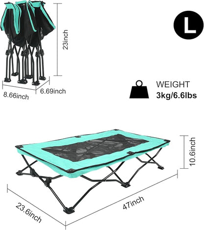 YEP HHO 47 Inches Long Elevated Folding Pet Bed Cot Travel Portable Breathable Cooling Textilene Mesh Sleeping Dog Bed (47 Inch (Pack of 1), Mint Green)