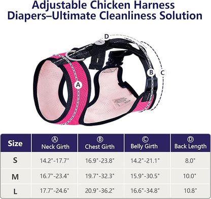 Chicken Harness Hen Size with 6ft Matching Leash – Adjustable, Resilient, Comfortable, Breathable, Small, Suitable for Chicken Weighing About 2.2 Pound,Pink