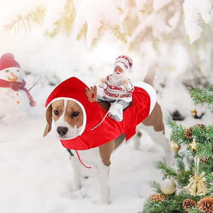 BWOGUE Santa Dog Costume Christmas Pet Clothes Santa Claus Riding Pet Cosplay Costumes Party Dressing up Dogs Cats Outfit for Small Medium Large Dogs Cats