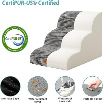 Dog Stairs for Couch or Low Bed 15.7x22.4x15.7in, Light 3 Tiers