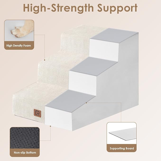 EHEYCIGA Dog Stairs for Small Dog 15.7”H 3-Step Slope