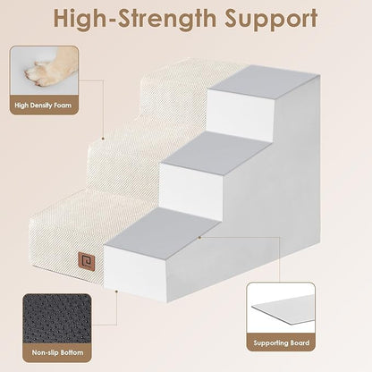 EHEYCIGA Dog Stairs for Small Dog 15.7”H 3-Step Slope