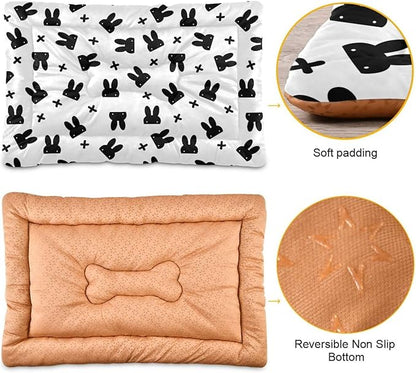Black Rabbit Pet Bed Pad Soft Dog Bed Mat with Anti-Slip Bottom 36'' x 24''
