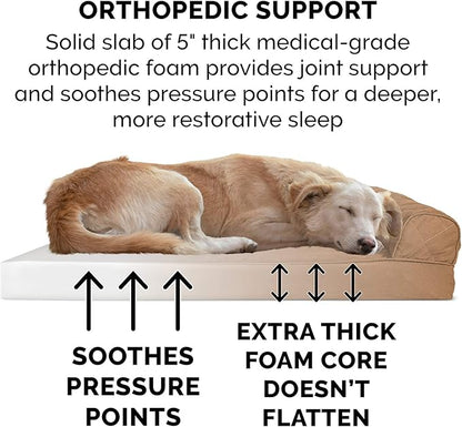 Furhaven Orthopedic Dog Bed for Large Dogs w/ Removable Bolsters & Washable Cover 125 lbs