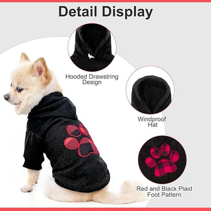 KOOLTAIL Plaid Dog Hoodie Pet Clothes Sweater with Hat and Pocket for Small Medium Large Size Dogs