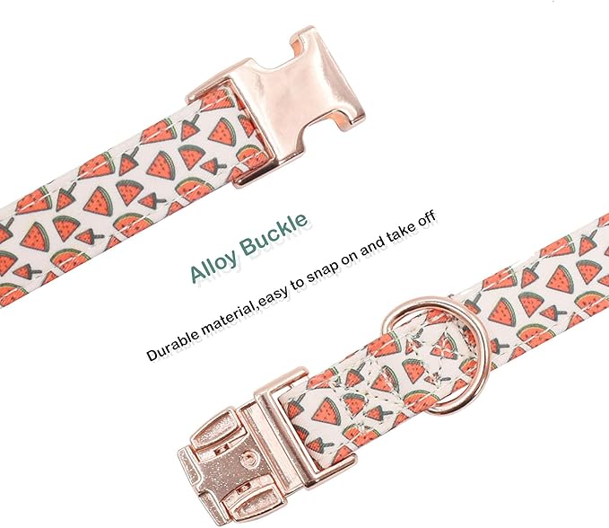 Cotton Dog Collar Metal Buckle Daisy Summer L(15-23in))