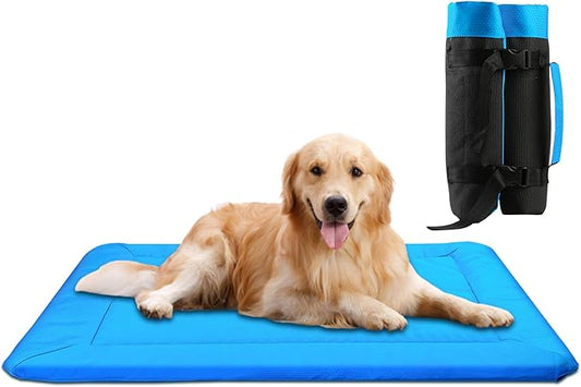 Aitmexcn Outdoor Dog Bed Mat Waterproof, Camping Dog Bed Portable and Folding with Handle, Washable Travel Outdoor Dog Mat Foldable 35" x 25" x 2"