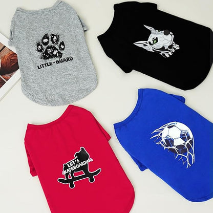 XPUDAC 4 Pack Dog Shirts Soft Boy Dog Clothes for Small Medium Dogs Lightweight Stretchy Classic Tshirt Puppy Outfit