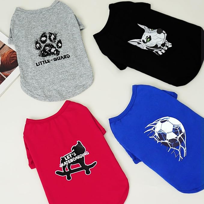 XPUDAC 4 Pack Dog Shirts Soft Boy Dog Clothes for Small Medium Dogs Lightweight Stretchy Classic Tshirt Puppy Outfit Blue-2X-Large