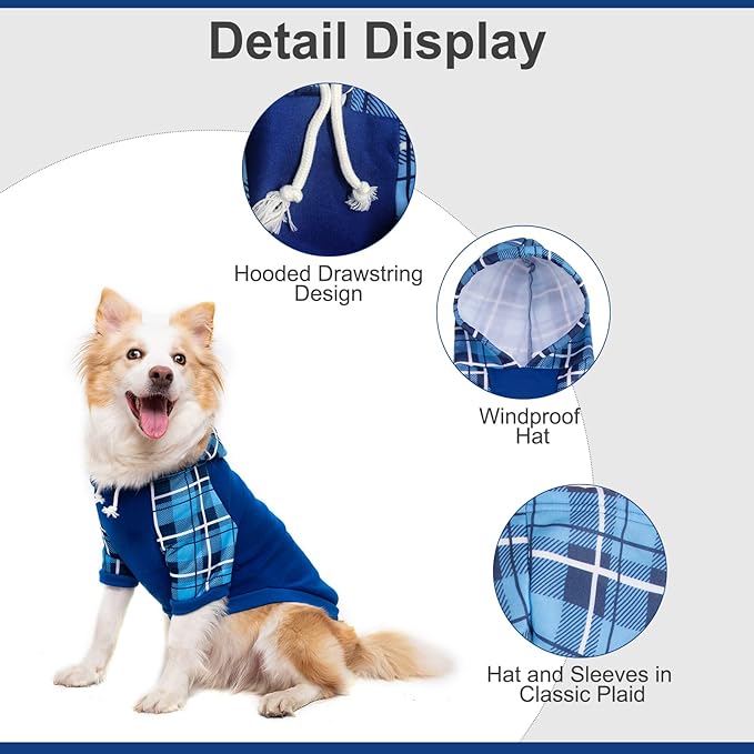 Plaid Dog Hoodie Pet Clothes Sweaters with Hat