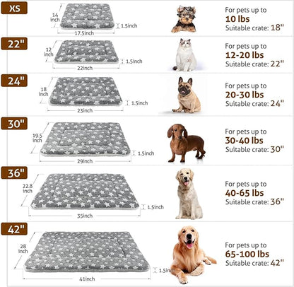 Mora Pets Dog Bed Crate Pad Ultra Soft 22-Inch Grey