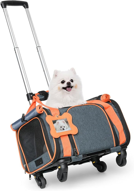 LOOBANI Pet Carrier with Wheels,Pet Carrier Airline Approved 18x11x11 for Small Dogs & Cats Puppy Up to 16 LBS Airline Approved Dog Carrier, Cat Carrier Underseat Safe and Easy Travel Vet Visit