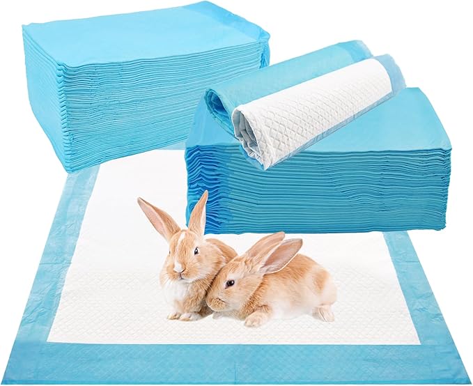 kathson 100 Pcs Rabbit Pee Pads,Bunny Pad Disposable Rabbits Diapers Super Absorbent Potty Training Pads for Guinea Pigs Hamsters Chinchillas Hedgehog Cat and Other Small Animals(18” x 13”)