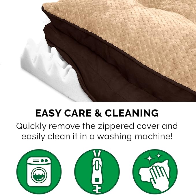 Furhaven Orthopedic Dog Bed for Large/Medium Dogs w/ Pillow Cushion Top & Removable Washable Cover 55 lbs