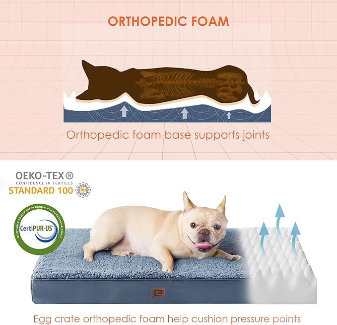 EHEYCIGA Orthopedic XXL Dog Beds for Jumbo Dogs with Removable Washable Cover for Crate 47x29