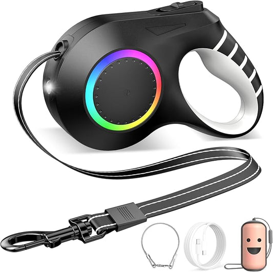 Retractable Dog Leash with Light 20ft Dog 110lbs