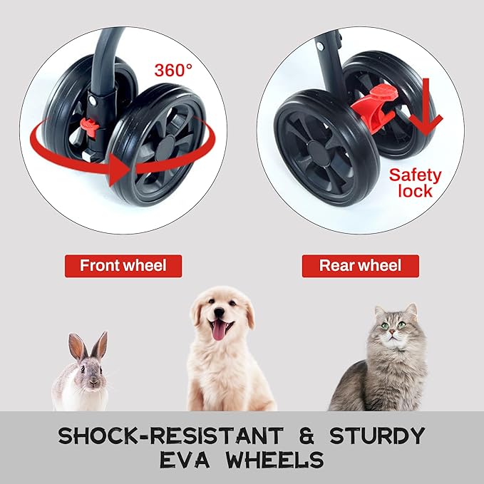 Pet Stroller 3-in-1 Multifunction Stroller,4 Wheels
