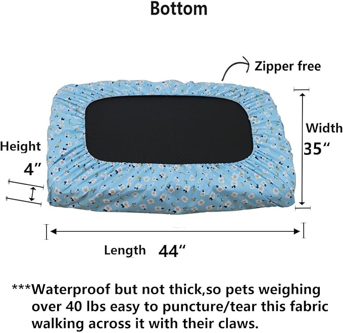 Waterproof Dog Bed Cover Blue 44 x 35 Inch