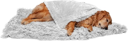 Furhaven Waterproof Throw Blanket for Dogs & Indoor Cats, Washable - Shaggy Plush Calming Long Faux Fur & Velvet Dog Blanket - Mist Gray, Extra Large/XL