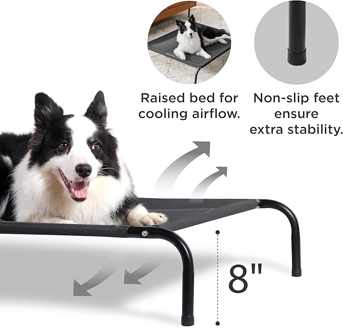Bedsure Large Elevated/Raised Pet Cots Bed with Skid-Resistant Feet for Large Dogs