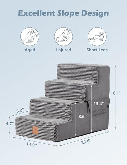 Dog Stairs for High Beds and Couch 4 Step 18" H