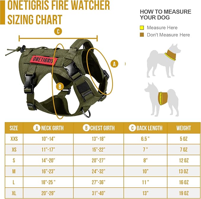 OneTigris Tactical Dog Harness Vest,No-Pull Service Dog Vest with Hook & Loop Panels,Adjustable Dog Vest Harness for Walking Hiking Training(Ranger Green,X-Large)