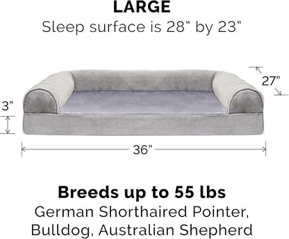 Furhaven Memory Foam Dog Bed for Large/Medium Dogs w/ Removable Bolsters & Washable Cover 55 lbs