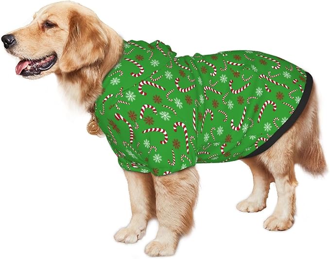 Green Candy Cane Dog Hoodie Cute Cow Black