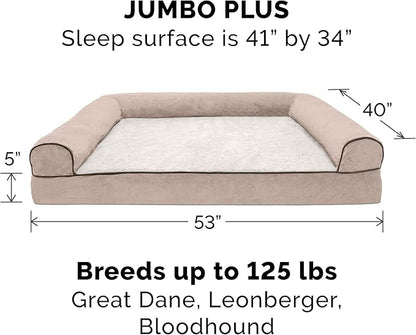 Furhaven Memory Foam Dog Bed for Large Dogs w/ Removable Bolsters & Washable Cover 125 lbs